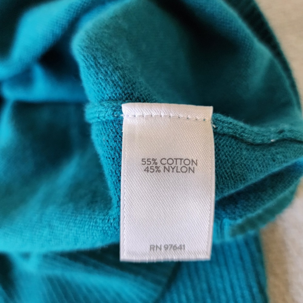 J Jill Top Women's Size Small Tall V Neck Sweater Pullover Teal Blue Minimalist - Picture 4 of 8